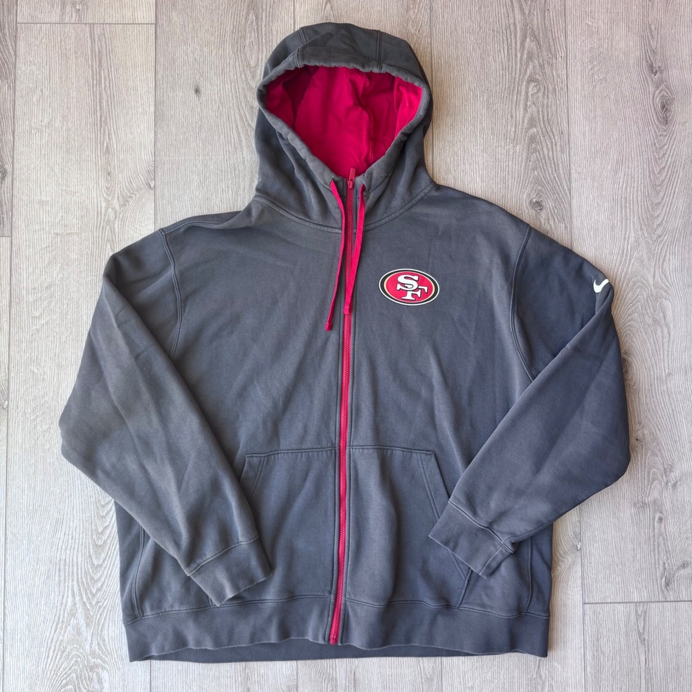 Nike NFL San Francisco 49ers Full Zip Hoodie Mens 3XL Gray Red 01NC-508M